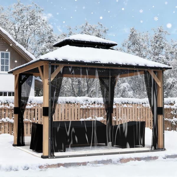 8 ft. x 12 ft. Clear Outdoor PVC Curtain Tear Resistant Privacy Screen for Patio Pergola or Gazebo