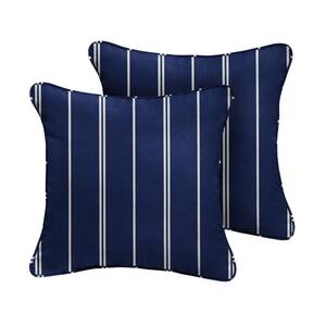 Navy and white outlet striped outdoor pillows