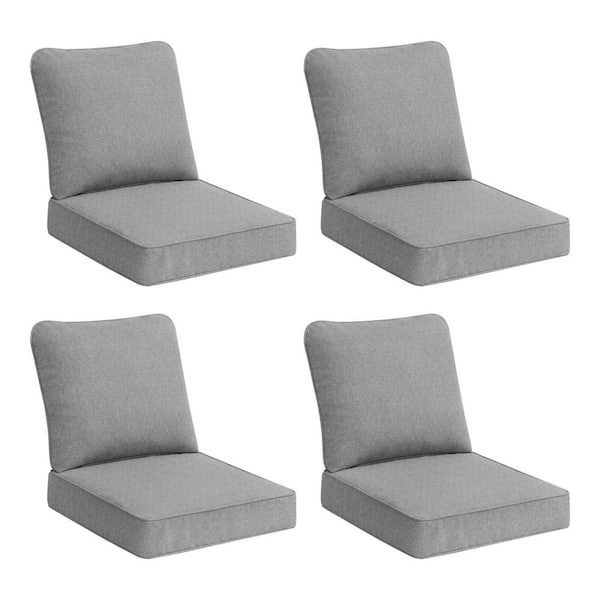 CushionGuard Stone Gray Deep Seating Outdoor Lounge Chair Cushion (Set of 4)