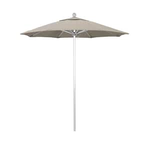 7.5 ft. Silver Aluminum Commercial Market Patio Umbrella with Fiberglass Ribs and Push Lift in Woven Granite Olefin