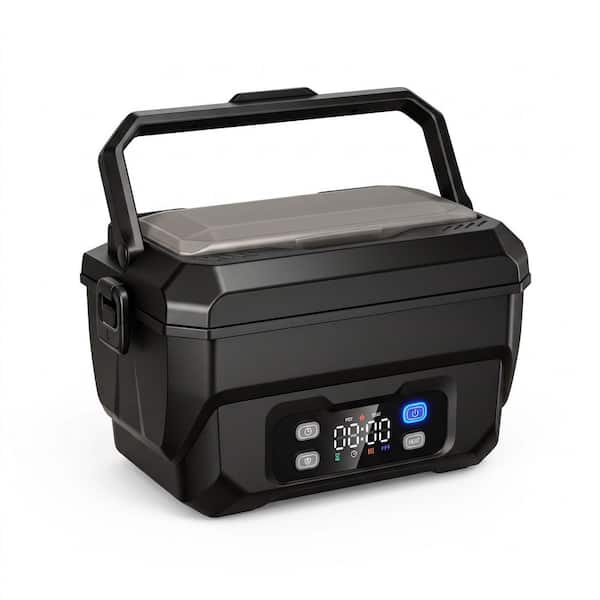 Black Heated Lunch Bag Box for Men 6.3 Cup Portable Food Warmer for Truck Driver Traveler Office Worker