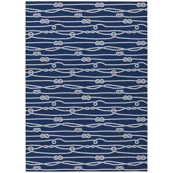 Harpswell Blue 5 ft. x 7 ft. 6 in. Geometric Indoor/Outdoor Area Rug