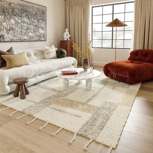 Arvin Olano Rancho Abstract Ivory 2 ft. x 8 ft. Transitional Runner Rug