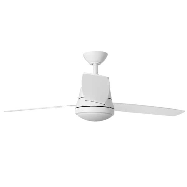 Hampton Bay Caprice 52 in. Integrated LED Indoor Matte White Ceiling Fan with Light Kit and Remote Control