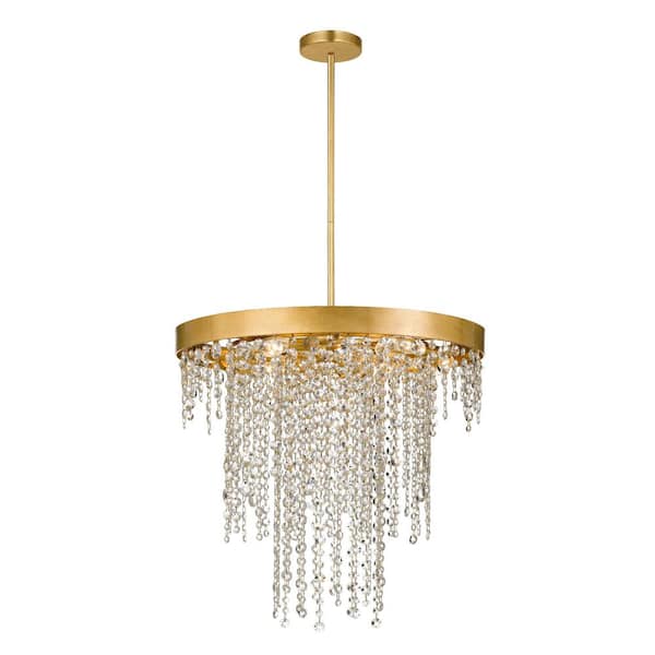 Winham 6-Light Antique Gold Crystal Chandelier