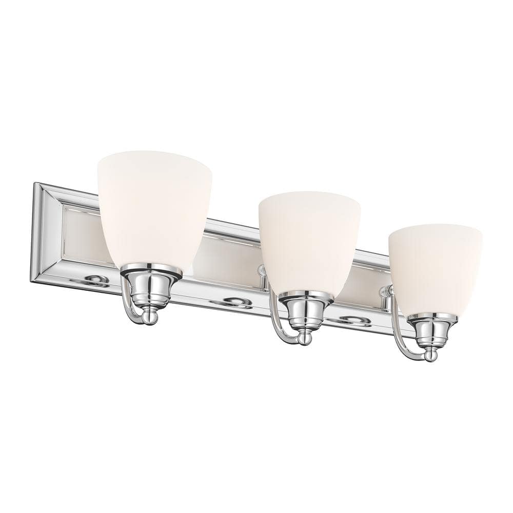 Springfield Polished Chrome 3-Light Vanity with Satin Opal White Glass