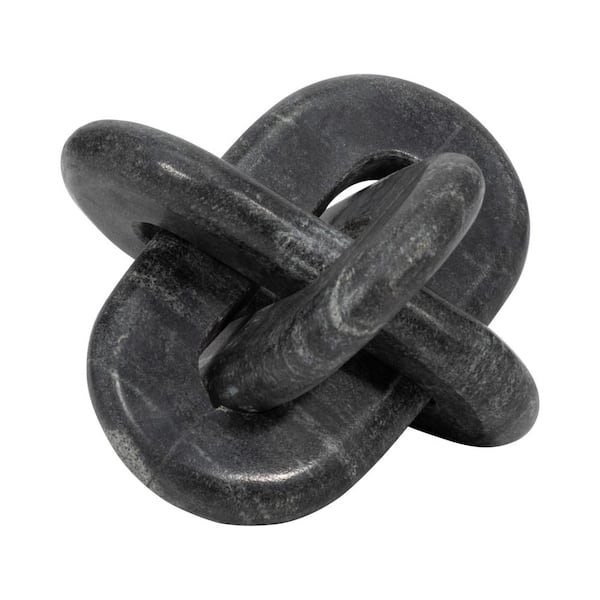 Liv & Skye Gray 6 in. x 6 in. Marble Oval Knot Sculpture