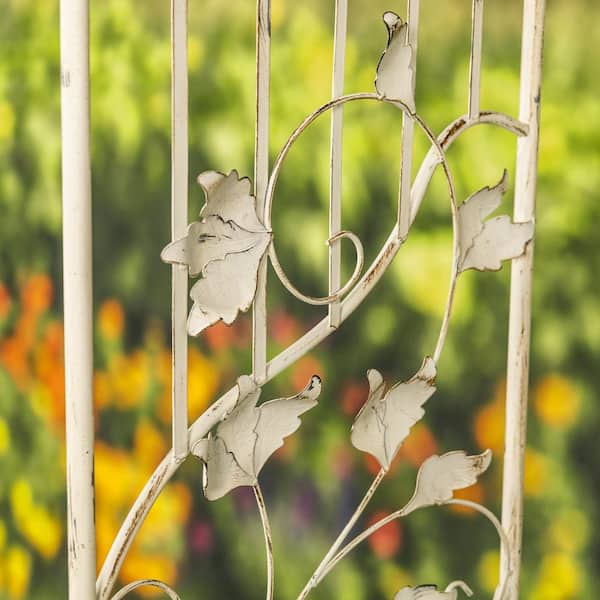 Zaer Ltd. International - 97.63 in. x 64.2 in. Metal Garden Arbor Antique White