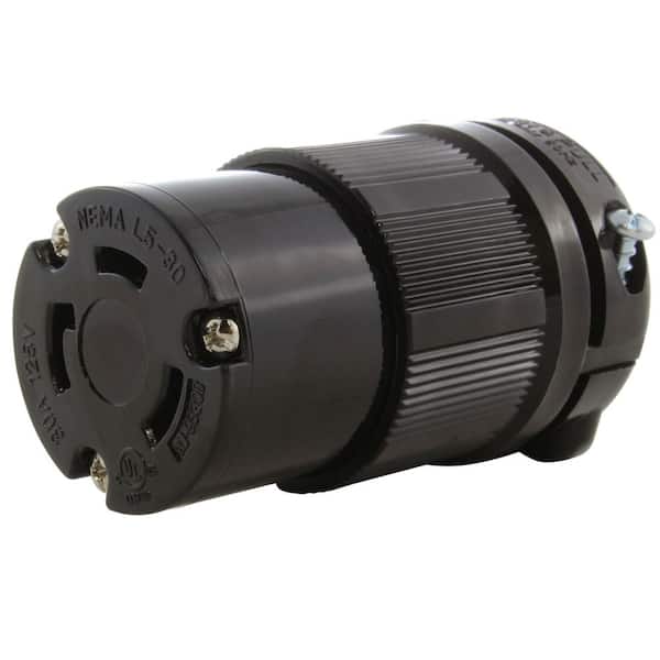 NEMA L5-30R 30A 125V 3-Prong Locking Female Connector in Black with UL, C-UL Approval
