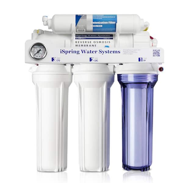 ISPRING RCC1D Tankless 5 Stage De-Ionization Reverse Osmosis Water Filtration System for Aquarium with DI Water Filter, 150 GPD