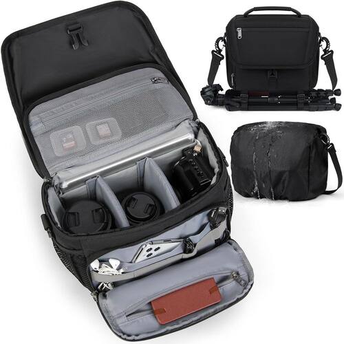 DSLR SLR Mirrorless Camera Bag with Tripod Holder Waterproof Sling