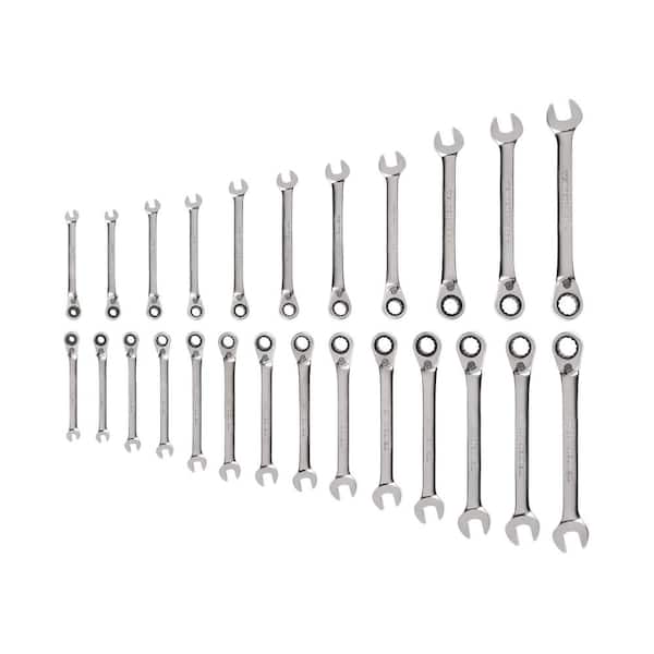 TEKTON 25-Piece (1/4-3/4 in., 6-19 mm) Reversible 12-Point Ratcheting Combination Wrench Set