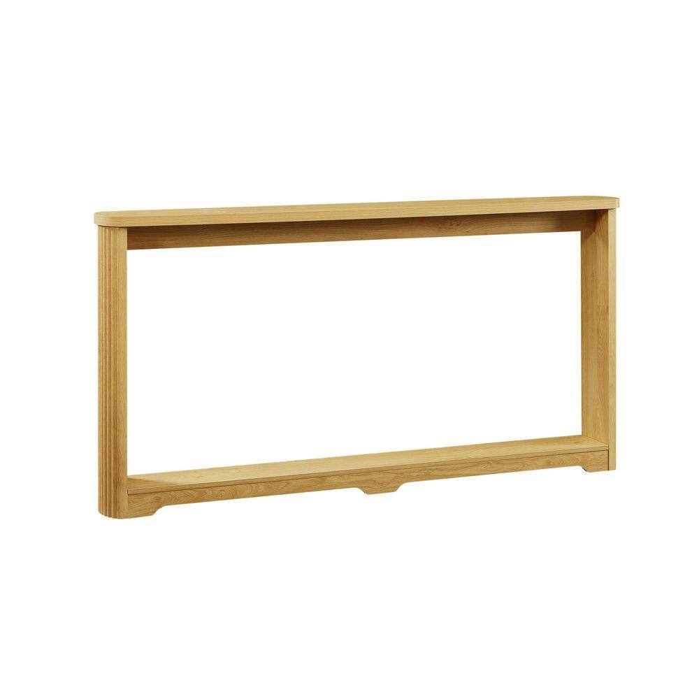 70.1 in. Natural Light Brown Rectangle Wood Narrow Console Table with Corrugated Texture