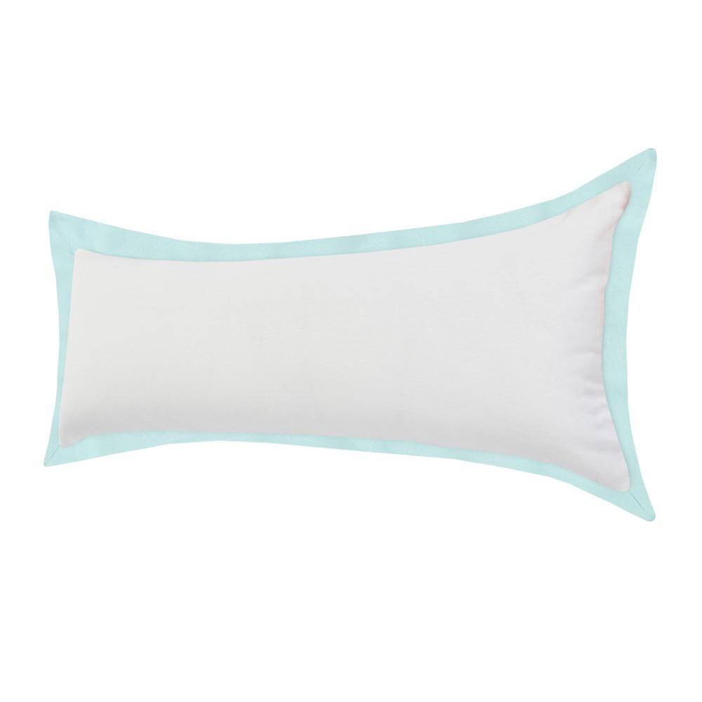 Icy Empire White & Blue Flange Frame Border Throw Pillow, 14" x 36"