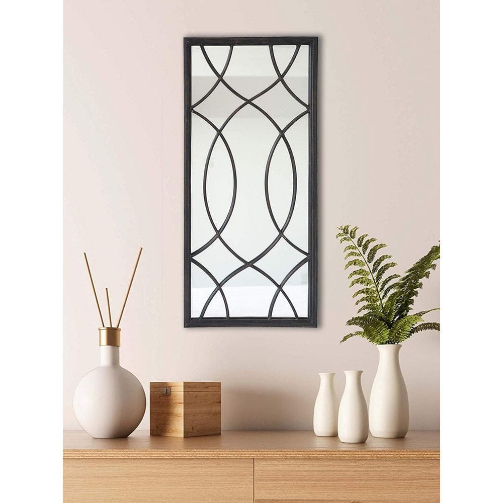 Black Metal Windowpane Full Length Wall Mirror