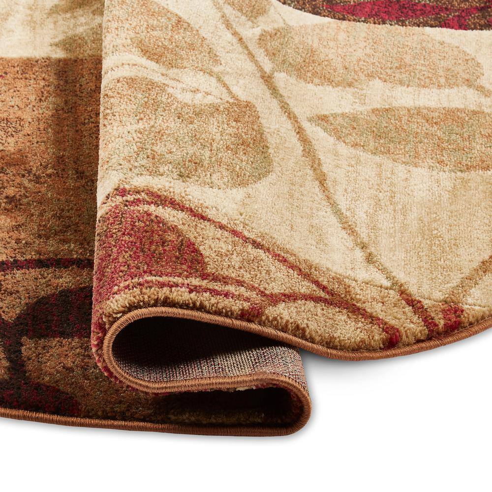 Tribeca Amelia Red and Beige Floral Round Area Rug