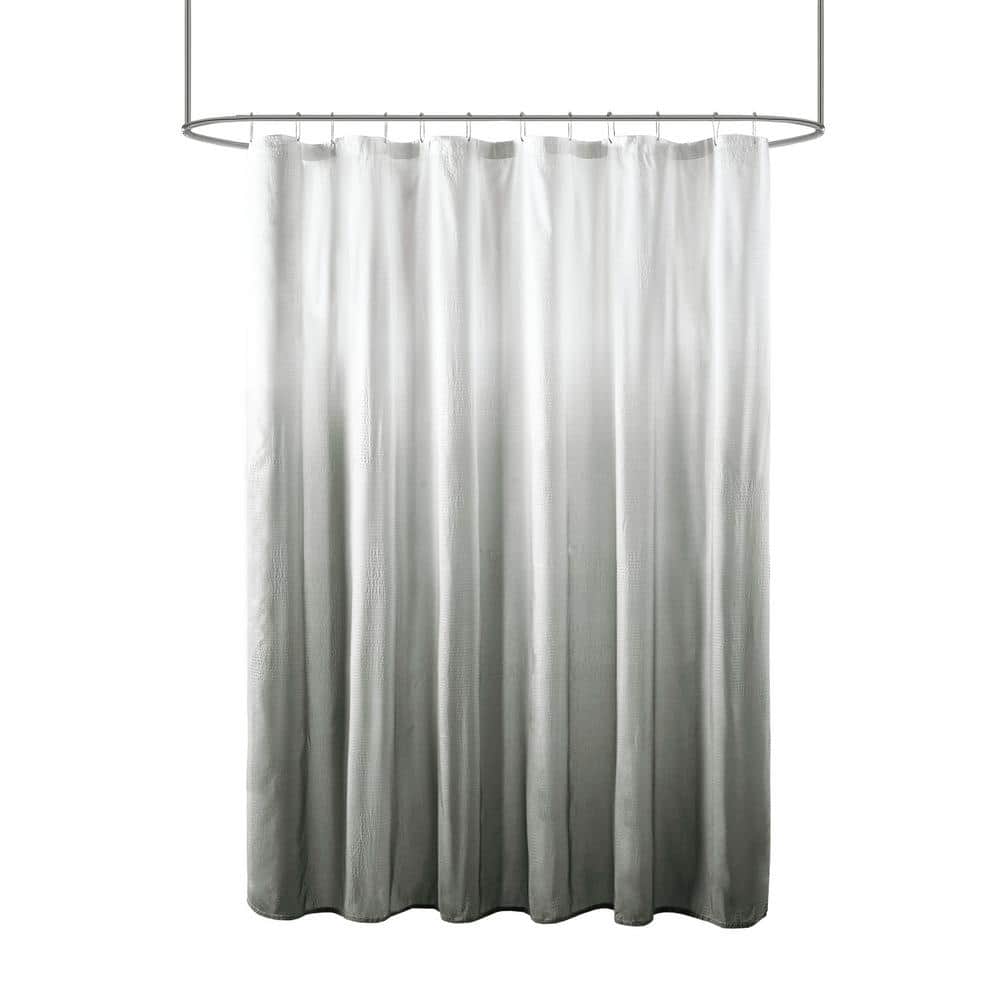 Gray Ombre Seersucker Fabric Shower Curtain