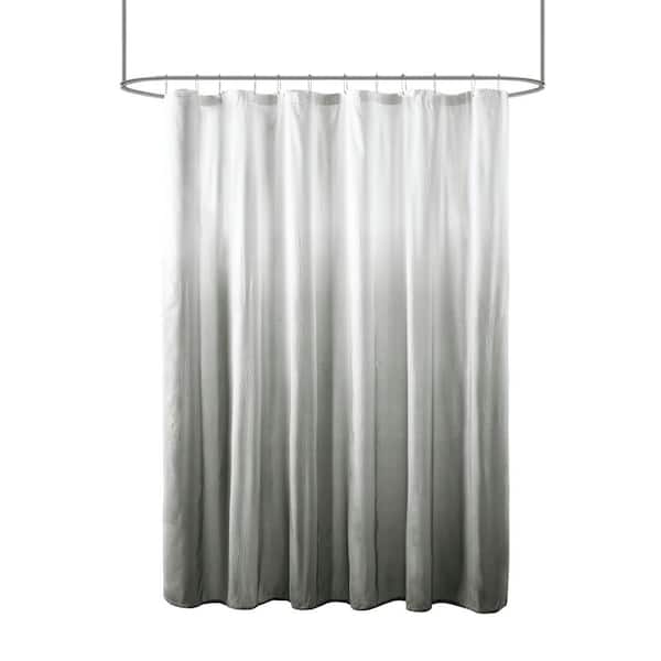 Loire Grey 72 in. x 72 in. Ombre Printed Seersucker Shower Curtain
