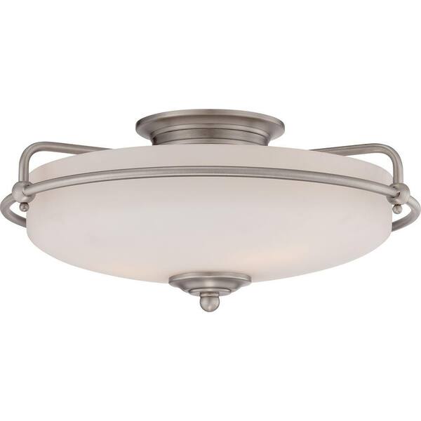Home Decorators Collection Griffin 3-Light Antique Nickel Semi-Flush Mount Light