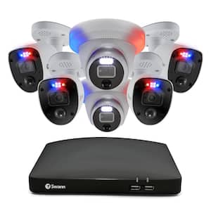 8-Channel 4K 2TB DVR Surveillance System, 4 SwannForce Wired Bullet and 2 Wired Dome Spotlight Cameras with Loud Siren