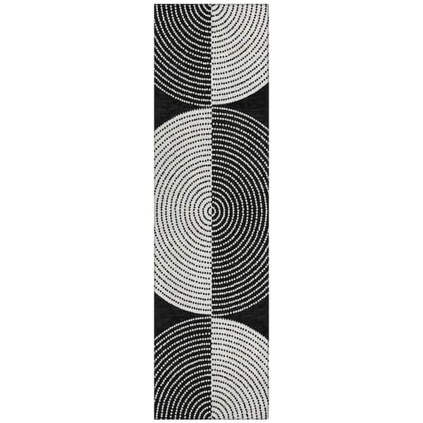 Chantille Machine Washable Indoor/Outdoor Abstract ACN2275 Black 2 ft. 3 in. x 7 ft. 6 in. Runner Rug