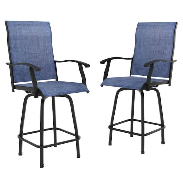 Kingdely Swivel Metal Frame Outdoor Bar Stools Height Patio Garden Chairs  All-Weather Patio Furniture Blue (Set of 2) ZYK0015-3 - The Home Depot