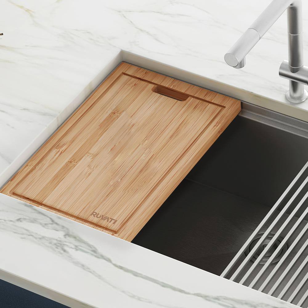 17 x 11 inch Natural Bamboo Workstation Cutting Board