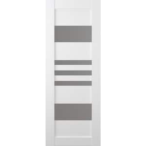Leti 18 in. x 80 in. No Bore Solid Core 5-Lite Frosted Glass Bianco Noble Finished Wood Composite Interior Door Slab