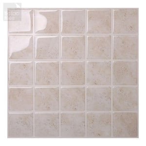 Marmo Travertine 10 in. W x 10 in. H Peel and Stick Self-Adhesive Decorative Mosaic Wall Tile Backsplash (5-Tiles)