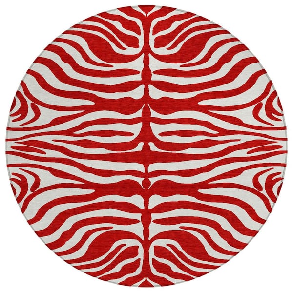 Addison Rugs Chantille Machine Washable Indoor/Outdoor Abstract ACN1042 Red 8 ft. x 8 ft. Area Rug