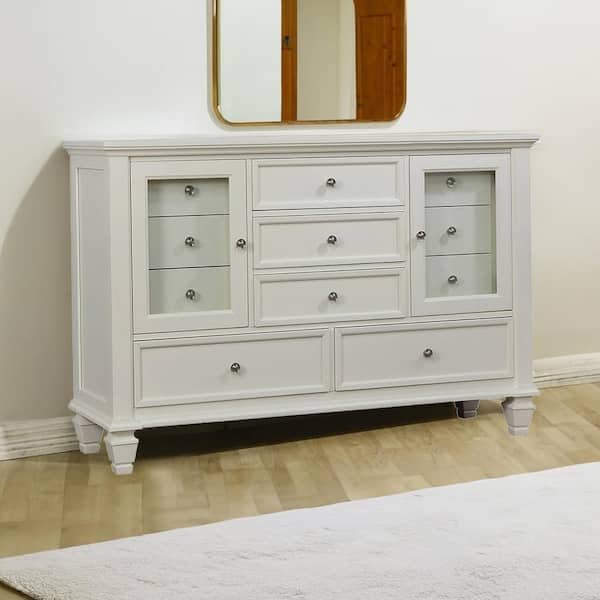 Benjara White 5-Drawers 61.25 in. Dresser Without Mirror