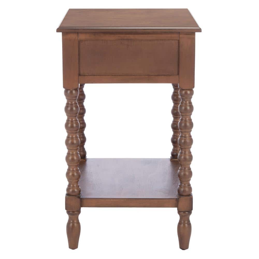 Athena Medium Brown Pinewood Accent Table with Storage