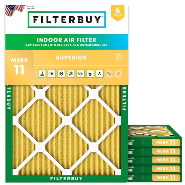 12 in. x 14 in. x 1 in. MERV 11 (FPR 7) Allergen Defense Pleated HVAC AC Furnace Air Filters Replacement (6-Pack)
