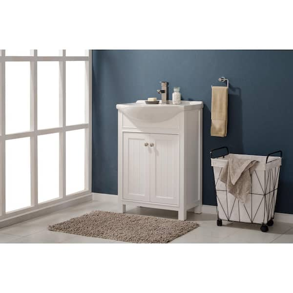 Marian 24 in. W x 17 in. D Bath Vanity in White with Porcelain Vanity Top in White with White Basin