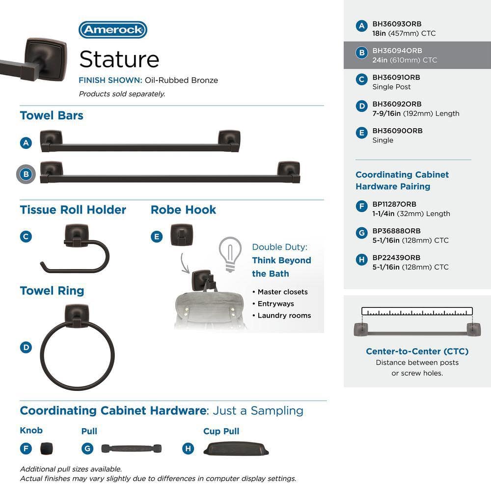Oil-Rubbed Bronze 24-inch Wall Mounted Towel Bar