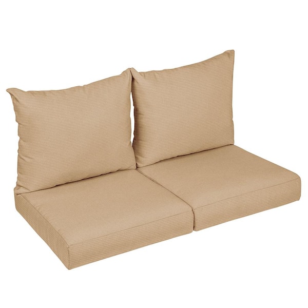 SORRA HOME 27 x 30 x 5 (4-Piece) Deep Seating Outdoor Loveseat Cushion in ETC Fawn