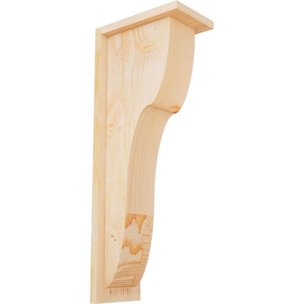 Ekena Millwork 6 in. x 10 in. x 26 in. Douglas Fir Carmel Rough Sawn Corbel with Backplate