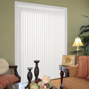Crown White Cordless Room Darkening Vertical Blinds for Sliding Doors Kit with 3.5 in. Slats - 78 in. W x 84 in. L