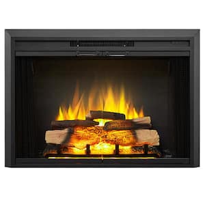 35 in. Ventless Electric Fireplace Insert in Black with Fire Crackling Sound, Remote Control, Glass Door and Mesh Screen