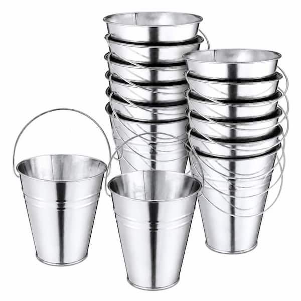 Black 5 x 4.5 x 2.5 In. Galvanized Metal Mini Buckets with Handles and Chalkboard Clips, (Set of 12) 12-Piece Small