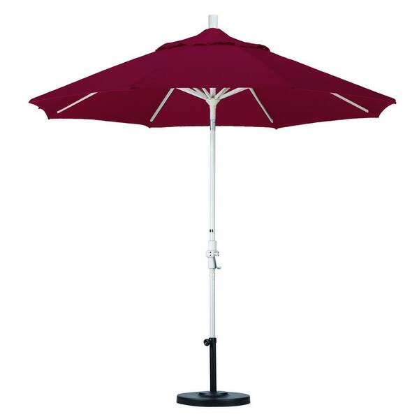California Umbrella 9 ft. Aluminum Collar Tilt Patio Umbrella in Burgundy Pacifica