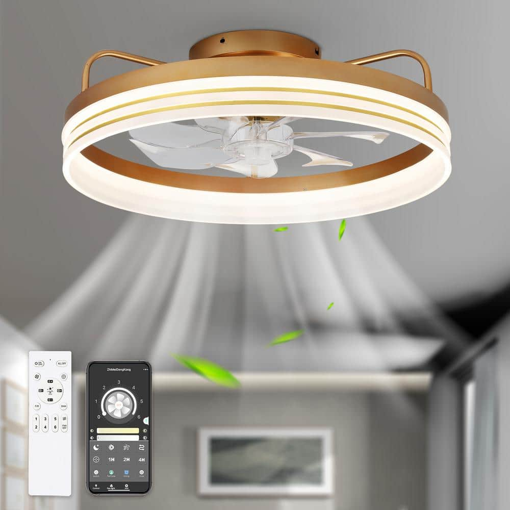 Bella Depot 20 in. LED Indoor Gold Dimmable Ceiling Fan with Light and ...