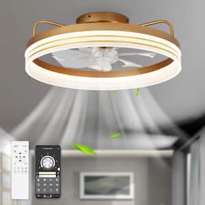 20 in. LED Indoor Gold Dimmable Ceiling Fan with Light and Remote Low Profile Reversible Fan