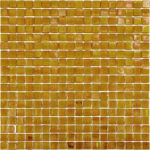 Skosh 11.6 in. x 11.6 in. Glossy Gold Beige Glass Mosaic Wall and Floor Tile (18.69 sq. ft./case) (20-pack)