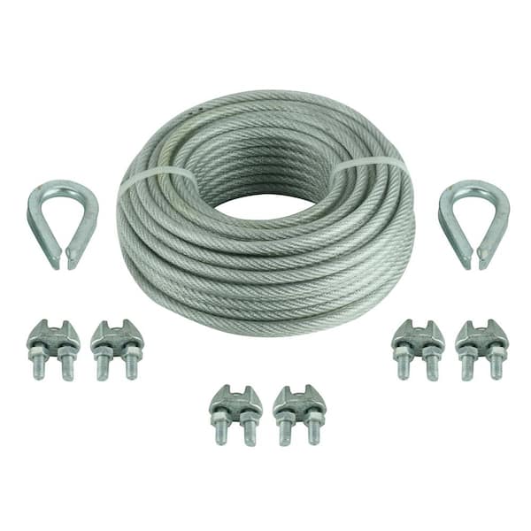 Everbilt 1/8 in. x 30 ft. Galvanized Vinyl-Coated Wire Rope Kit