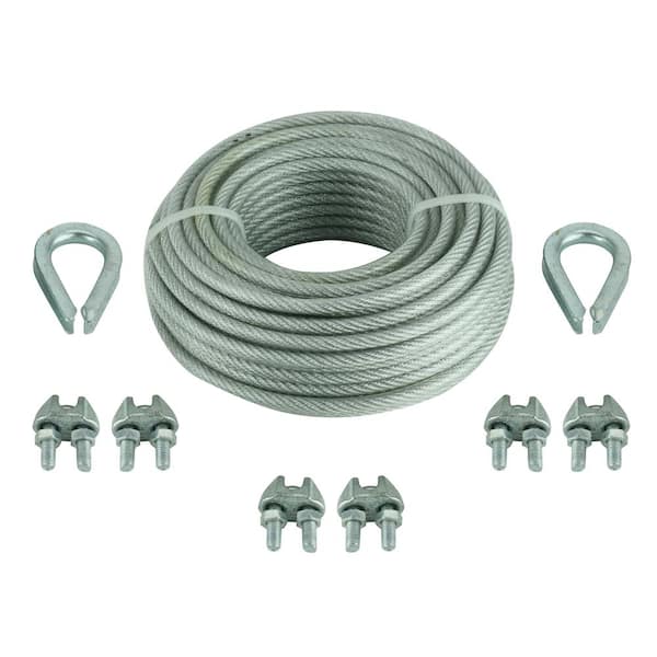 Everbilt 1/8 in. x 30 ft. Vinyl Coated Steel Wire Rope Kit