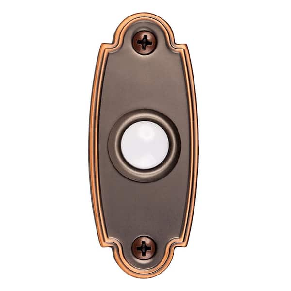 Hampton Bay Wired LED Illuminated Doorbell Push Button, Mediterranean Bronze