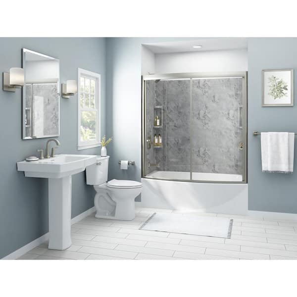 American Standard Ovation 60 in. x 58 in. Framed Sliding Tub/Shower Door in Satin Nickel