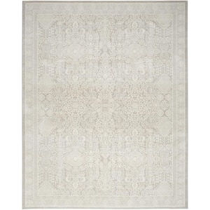 Renewed Silver Ivory 9 ft. x 12 ft. Distressed Traditional Area Rug