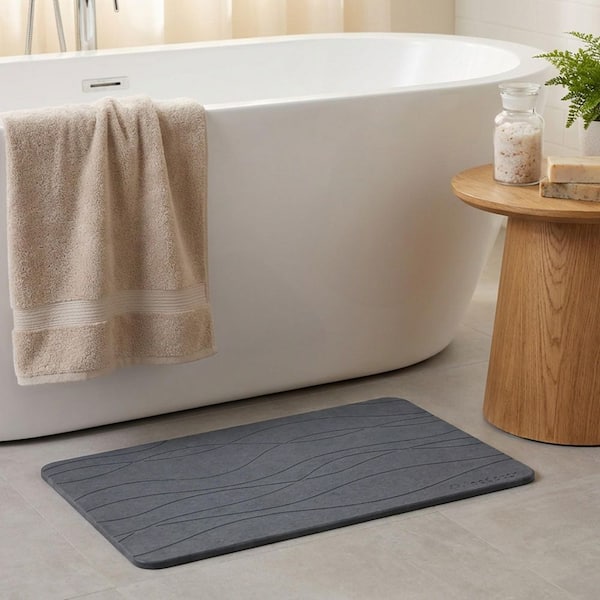 Vsmile 15.4 in. x 23.6 in. Stone Bath Mat, Quick Drying Bathroom